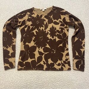 Belford Cashmere Floral Brown and Tan Sweater.‎ Women’s Med.